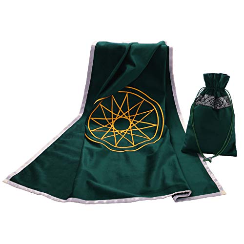 BLESSUME Tarot Tischdecke mit Tarot Tasche Velvet (Grün 3) von BLESSUME