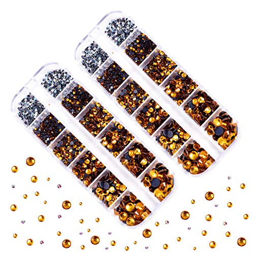 BLINGINBOX DMC Hotfix Rhinestone 2 Box Total 5200 Pieces Mixed Size Round Crystals Glass Gems for Costume Jewelry Making (Topaz) von BLINGINBOX