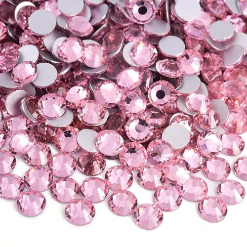 BLINGINBOX Runde Edelsteine, flache Rückseite, Kristall-Strasssteine für Nagelkunst, DIY, 1,9–2,0 mm, SS6, Rosa, 1440 Stück von BLINGINBOX