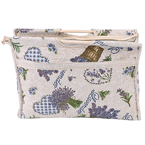 BLLBOO Stricktasche - Aufbewahrungstasche für Stricknadeln Exquisite Holzgriff Stoff Aufbewahrungstasche für Stricknadeln Nähen Werkzeuge (Blaue Blume) von BLLBOO