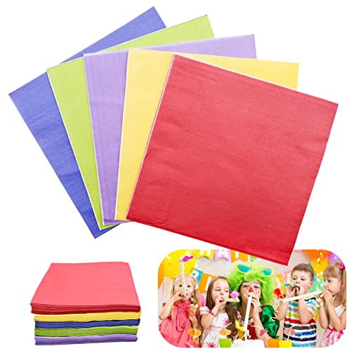 100 Stück Bunte Cocktailservietten Getränke Papierservietten, 33x33cm Party Serviette Papier für Gastronomie Geburtstag Tischdeko (5 Farben) von BLLREMIPSUR