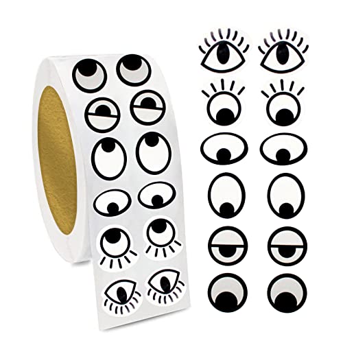 BLMHTWO 2000 Stück Augen Aufkleber, Selbstklebende Eye Aufkleber 6 Verschiedene Formen Von Schwarzen und WeißEn Cartoon-Augen-Aufklebern für DIY Scrapbooking Basteln (schwarz) von BLMHTWO