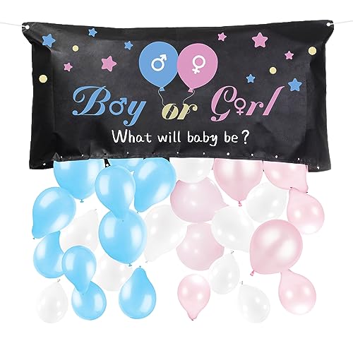 BLOOMWIN Gender Reveal Party Spiele - Gender Reveal Ballon Drop Bag, Boy or Girl Baby Gender Reveal Ideen, Geschlecht Verkünden Ballontaschen mit Luftballon Rosa und Blau von BLOOMWIN