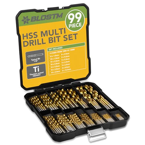 BLOSTM 99-Teiliges HSS Bohrer Set in 8 Größen von 1mm bis 10mm von BLOSTM