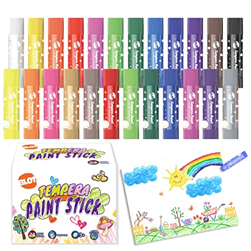 BLOT Tempera Malstifte für Kinder 24 Farben Wachsmalstifte Ungiftig Malstiften Sticks für Kinder Kleinkind Erwachsene Papier Holz Glas Keramik von BLOT