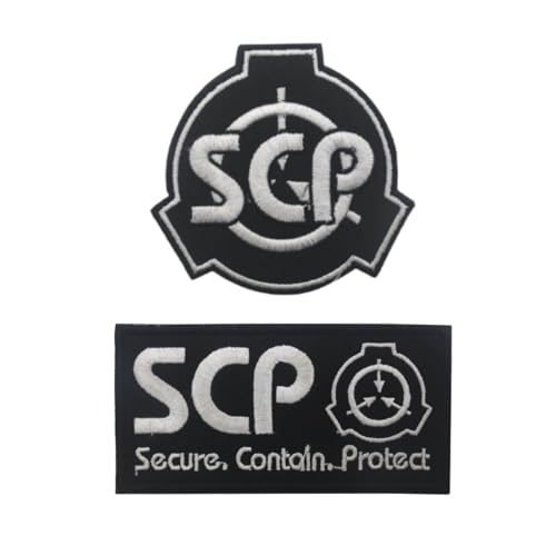 Scp Foundation-Patch, Special Containment Procedures Foundation, 3D-Logo, taktische Militär-Patches, Klettverschluss-Applikation, bestickte Applikation (2 Stück, schwarz) von BLUEGALA