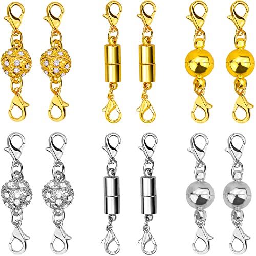 Magnet Schmuck Verschlüsse 12Stk Magnetverschluss Kette 8mm Magnetische Karabinerverschlüsse für DIY, Armband, Halskette Schmuckherstellung - Silber, Gold von BLUESEABUY