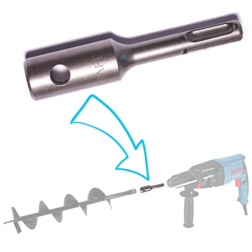 SDS PLUS (SDS+) Erdbohrer Adapter für Pfahlbohrungen, Pfähle, Zäune. Für Hand Bohrmaschine - Nutze deine Schlagbohrmaschine als Brunnenbohrer - Erdlochbohrer Adapter für Bohrer BLUMKRAFT von BLUMKRAFT