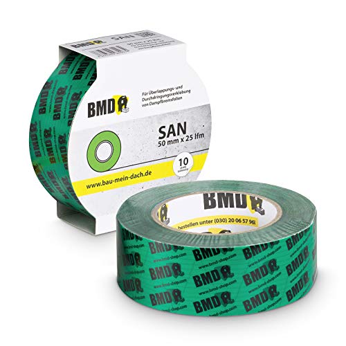 BMD san Klebeband | 2 Rollen | 50mm x 25m | für Dampfsperren & Dampfbremsen |gemäß DIN EN 4108 Teil 11 und ENEV | Profi Qualität Made in Germany von BMD