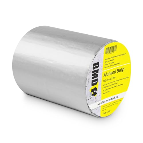 BMD Aluband Reparaturband (150mm x 5m) Aluminium Butylband wasserdicht Butyl Kleber Dichtband selbstklebend Panzertape Klebeband von BMD