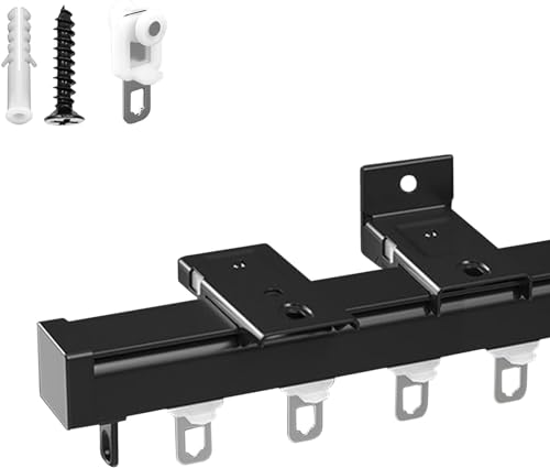 Deckenvorhangschiene Weiß Schwarz, Schwere Gardinenschiene, Deckenschiene für Vorhänge, Gleitschienensystem für Wohnzimmer, Schlafzimmer, Deckendusche, Vorhangstange max von BMMMOPGOKPOSA