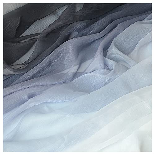 Chiffon Stoff meterware Kam Seidenkrepp Farbverlauf Bedruckter Chiffonstoff 140cm Breit Meterware Für Rockbekleidung Handarbeit(Color:Farbverlauf) von BNALU