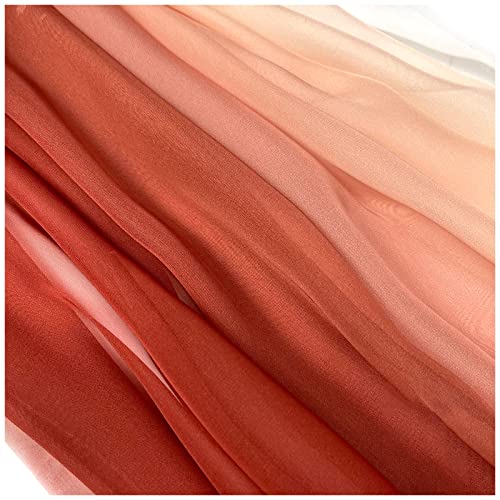 Chiffon stoff meterware Farbverlauf Bedruckter Chiffonstoff 150cm Breit Meterware Für Rockhemden Kleidung Handarbeit(Color:Farbverlauf Karotte weiß) von BNALU