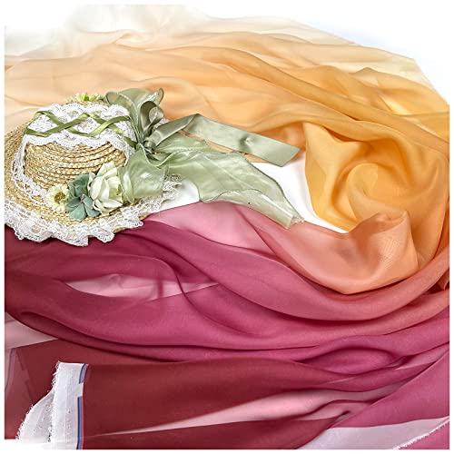 Chiffon stoff meterware Farbverlauf Bedruckter Chiffonstoff 150cm Breit Meterware Für Rockhemden Kleidung Handarbeit(Color:Ölgemälde) von BNALU