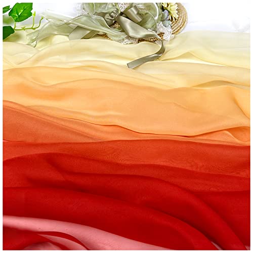 Chiffon stoff meterware Farbverlauf Bedruckter Chiffonstoff 150cm Breit Meterware Für Rockhemden Kleidung Handarbeit(Color:sonnenuntergangsgradient) von BNALU