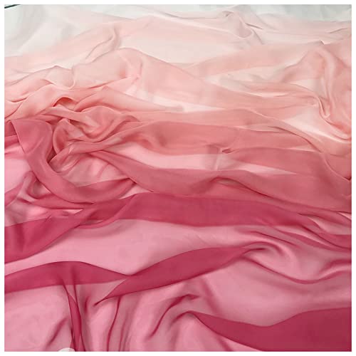 Chiffon stoff meterware Farbverlauf Bedruckter Chiffonstoff 150cm Breit Meterware Für Rockhemden Kleidung Handarbeit(Color:sonnenuntergangsgradient) von BNALU