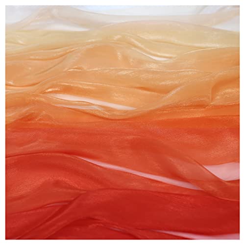 Chiffon stoff meterware Gradienten Gedruckt Chiffon-stoff 150cm Breit Meterware Für Rock Shirts Kleidung Handgefertigt(Color:Orangeroter Verlauf) von BNALU