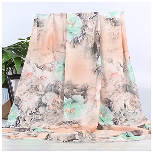 Chiffon stoff meterware Pearl Chiffon Gedruckt Stoff 150cm Breit Verkauft Meterware Für Rock Shirts Kleidung Handgefertigt(Color:pfingstrosengrün) von BNALU