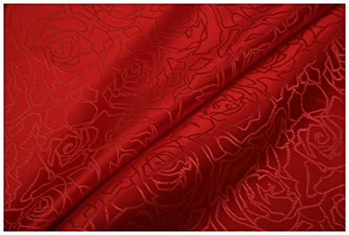 Satinstoff meterware Hohler Rosafarbener Jacquard-Brokatstoff 90cm Breit Meterware Für Bekleidungshintergrund Handgefertigt(Color:orthochromatisches Rot) von BNALU