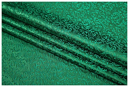 Satinstoff meterware Phönix-Blume Jacquard Brokatstoff 75cm Breit Meterware Für Bekleidungsuntergrund Handarbeit(Color:grün) von BNALU
