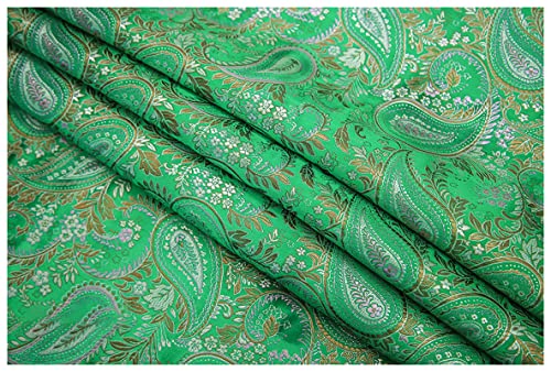 Satinstoff meterware Pipa Blumen Jacquard Brokatstoff 114cm Breit Meterware Für Bekleidungshintergrund Handarbeit(Color:grün) von BNALU