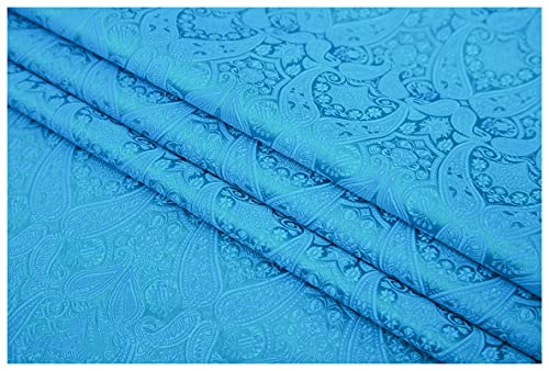 Satinstoff meterware Pipa Blumen Jacquard Brokatstoff 75cm Breit Meterware Für Bekleidungshintergrund Handarbeit(Color:seeblau) von BNALU