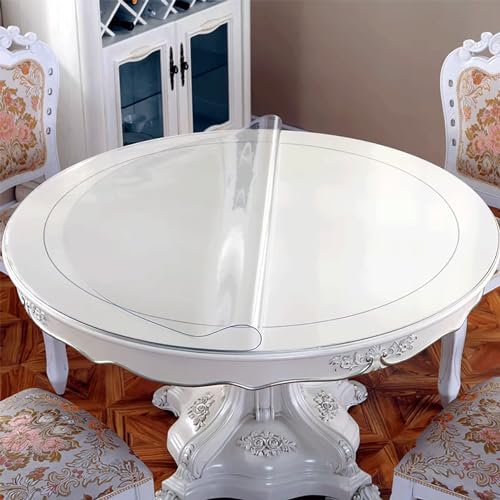 Runde Transparente Tischdecke Transparent Tischfolie Durchsichtig PVC Tischschutz Nicht kontraktil Größe wählbar Glasklar und Hochglanz Schutztischdecke von BNDDUP
