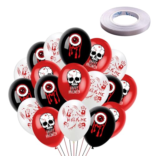 18 Stück Halloween Grusel Luftballons Halloween Dekoration Ballons Blutiger Horrorballon Latexballon Halloween Luftballons party Deko Halloween Ballons Halloween Motto Partyzubehör mit Band (Style 2) von BNOYONERAS