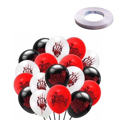 18 Stück Halloween Grusel Luftballons Halloween Dekoration Ballons Blutiger Horrorballon Latexballon Halloween Luftballons party Deko Halloween Ballons Halloween Motto Partyzubehör mit Band (Style 3) von BNOYONERAS