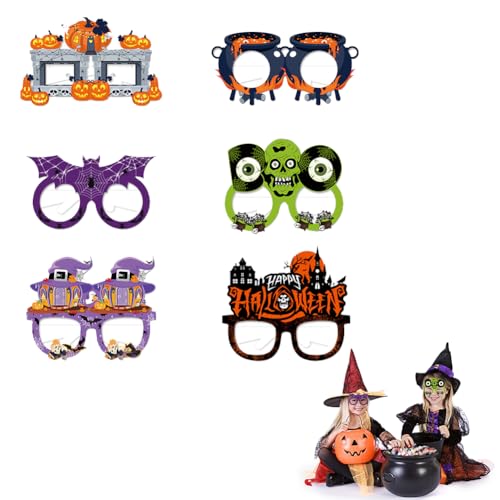 6PCS Halloween Partybrille,Halloween Party Brille Set,Halloween Papierbrille,Halloween Brille,Lustige Brillen Foto Requisiten,Halloween Lustige Party Brillen,Lustige Spaßbrillen für Halloween (Stil A) von BNOYONERAS