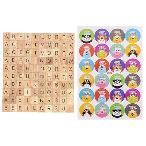 A bis Z Holz Buchstaben 100 Buchstaben Holz zum Spielen Holz Alphabet Fliesen Buchstaben Spiel Puzzle Holz Buchstaben Handwerk mit Zahlenwerte für DIY, Kindererziehung, Kinderspielzeug von BNOYONERAS