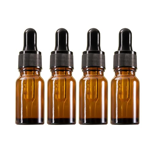 BNOYONERAS 4 Stück Pipettenflasche 10 ml, Apothekerflasche Braunglasflaschen, Pipettenflasche Glas, Pipettenflasche Braunglas, Glasflaschen für Ätherisches Öl, Parfümöle Aromatherapie (Ohne Skala) von BNOYONERAS