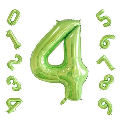 Geburtstag Zahlen Luftballon, Bunte Zahlenballons, Luftballon Geburtstag Zahl, Folienballon Zahlen, Riesen Folienballon für Geburtstage, Partys, Hochzeitstage, 42in (Fruchtgrün, 4) von BNOYONERAS