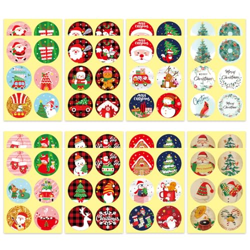 Geschenkaufkleber Weihnachtlich Rund, Weihnachtsaufkleber, 16 x 6 Weihnachten Aufkleber, Sticker Selbstklebend Rund für Weihnachtsaufkleber, für Aufkleber zum Verzieren von Geschenkschachteln von BNOYONERAS