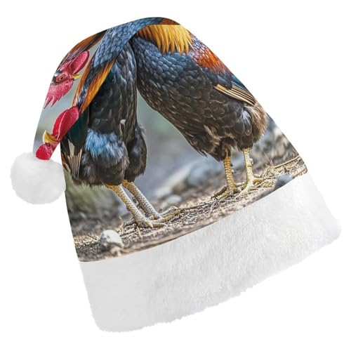 BNVOPTRE Weihnachtsmütze für Erwachsene, Huhn unter dem Baum, bedruckte Weihnachtsmütze, Weihnachtsmütze für Erwachsene, Weihnachtsmann-Totenkopf-Hut von BNVOPTRE