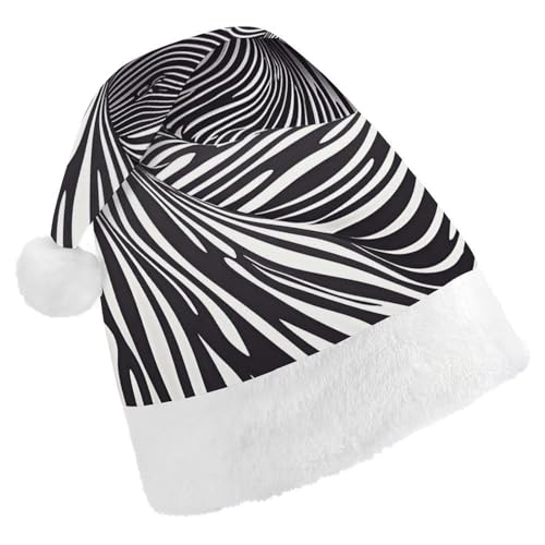 BNVOPTRE Weihnachtsmütze für Erwachsene, Zebra-Druck, Weihnachtsmütze für Erwachsene, Weihnachtsmann-Schädelmütze von BNVOPTRE