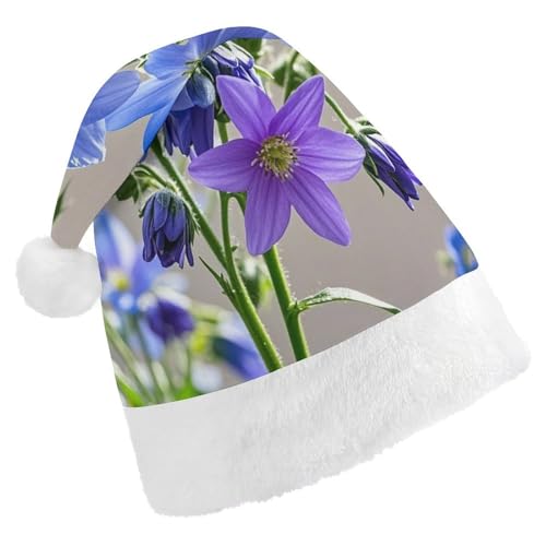 BNVOPTRE Weihnachtsmütze für Erwachsene, mit blühenden Blumen bedruckt, Weihnachtsmütze für Erwachsene, Weihnachtsmann-Totenkopf-Hut von BNVOPTRE