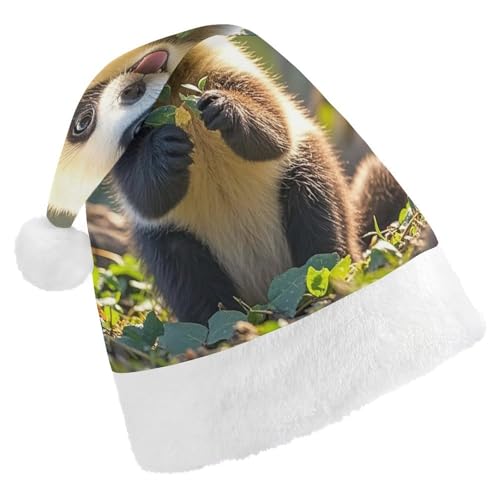 BNVOPTRE Weihnachtsmütze für Erwachsene, närrlicher, niedlicher Tierdruck, Weihnachtsmütze für Erwachsene, Weihnachtsmann-Totenkopf-Hut von BNVOPTRE