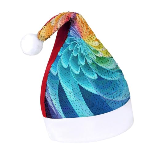 BNVOPTRE Weihnachtsmütze für Erwachsene, regenbogenfarben, dynamisch bedruckt, Weihnachtsmütze für Erwachsene, Weihnachtsmann-Schädelmütze von BNVOPTRE