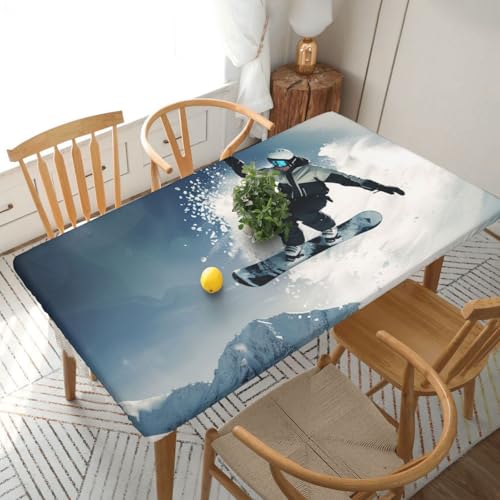 BNVSADC Bedruckte Tischdecke mit Snowboard-Motiv, 152 x 76 cm, Polyester, wasserabweisend, Esstischdekoration, Tischdecken von BNVSADC