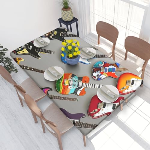 BNVSADC Bunte Gitarren 1 bedruckte Tischdecke, 122 x 76 cm, Polyester, Küche, wasserabweisend, Tischdecke, Esstischdekoration, Tischdecken von BNVSADC