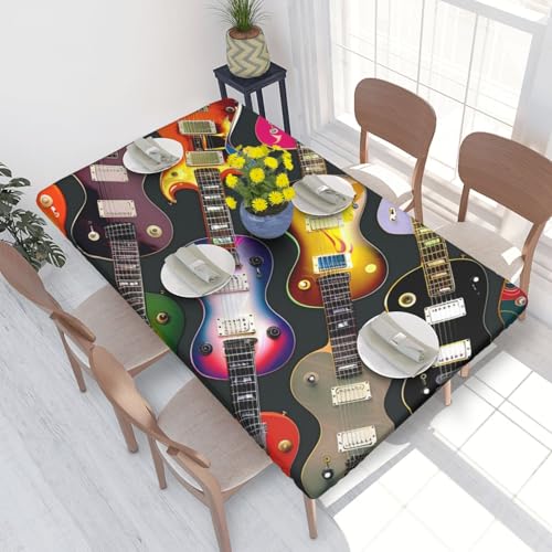 BNVSADC Bunte Gitarren bedruckte Tischdecke, 122 x 76 cm, Polyester, wasserabweisend, Esstischdekoration, Tischdecken von BNVSADC