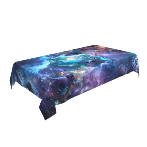 BNVSADC Bunte Grafiken, Universum, Weltraum, bedruckt, rechteckig, 140 x 90 cm, knitterfreie Polyester-Tischdecke, dekorative Stoff-Tischdecken für Küche, Esstisch, Partys, Camping von BNVSADC