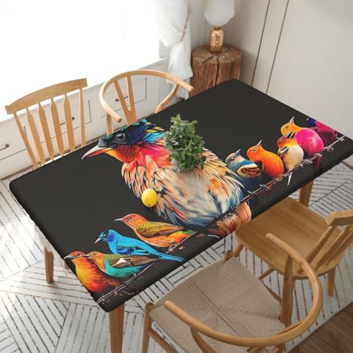 BNVSADC Bunte Vogel-Tischdecke, bedruckt, 152 x 76 cm, Polyester, Küche, wasserabweisend, Esstischdekoration, Tischdecken von BNVSADC