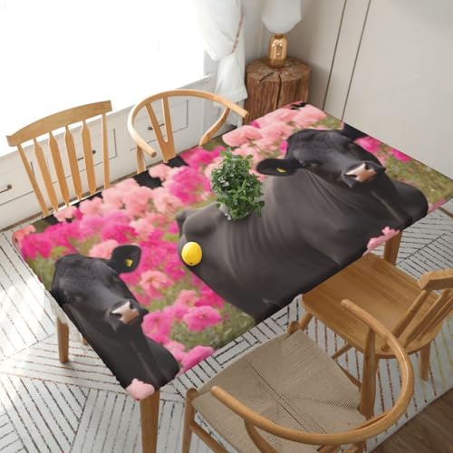 BNVSADC Flower Show Tischdecke mit Aufdruck "Steer Cows Rinder", 152 x 76 cm, Polyester, wasserabweisend, Esstischdekoration, Tischdecken von BNVSADC