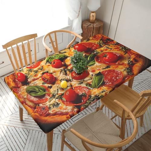 BNVSADC Große Tischdecke mit Pizza-Druck, 152 x 76 cm, Polyester, wasserabweisend, Esstischdekoration, Tischdecken von BNVSADC