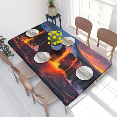 BNVSADC Kilauea Tischdecke, bedruckt, Motiv: Vulkan, 122 x 76 cm, Polyester, Küche, wasserabweisend, Tischdecke, Esstisch, Dekoration, Tischdecken von BNVSADC