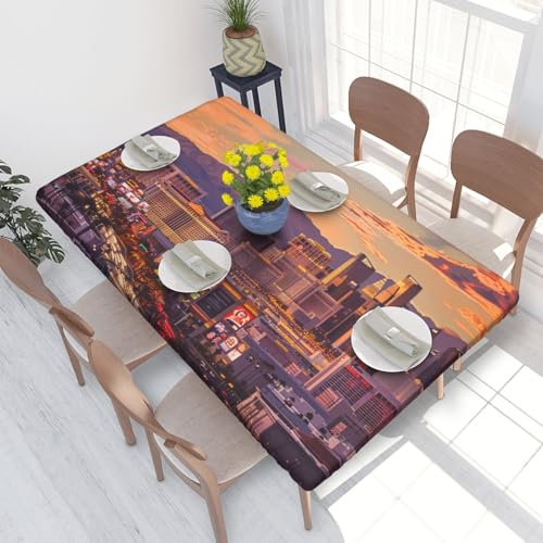 BNVSADC Las Vegas Tischdecke, bedruckt, Motiv: Sonnenuntergang, 122 x 76 cm, Polyester, wasserabweisend, Esstischdekoration, Tischdecken von BNVSADC