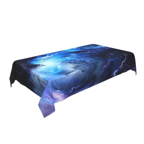 BNVSADC Rechteckige Tischdecke, Motiv: Blaue Galaxie, 140 x 90 cm, knitterfreie Polyester-Tischdecke, dekorativer Stoff, Tischdecke für Küche, Esstisch, Partys, Camping von BNVSADC