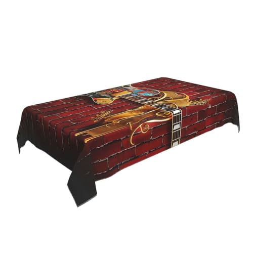 BNVSADC Rechteckige Tischdecke, Motiv: Note Gitarre, 140 x 90 cm, knitterfreie Polyester-Tischdecke, dekorativer Stoff, Tischdecke für Küche, Esstisch, Partys, Camping von BNVSADC